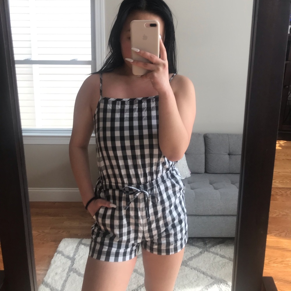 Cute Gingham Print Romper